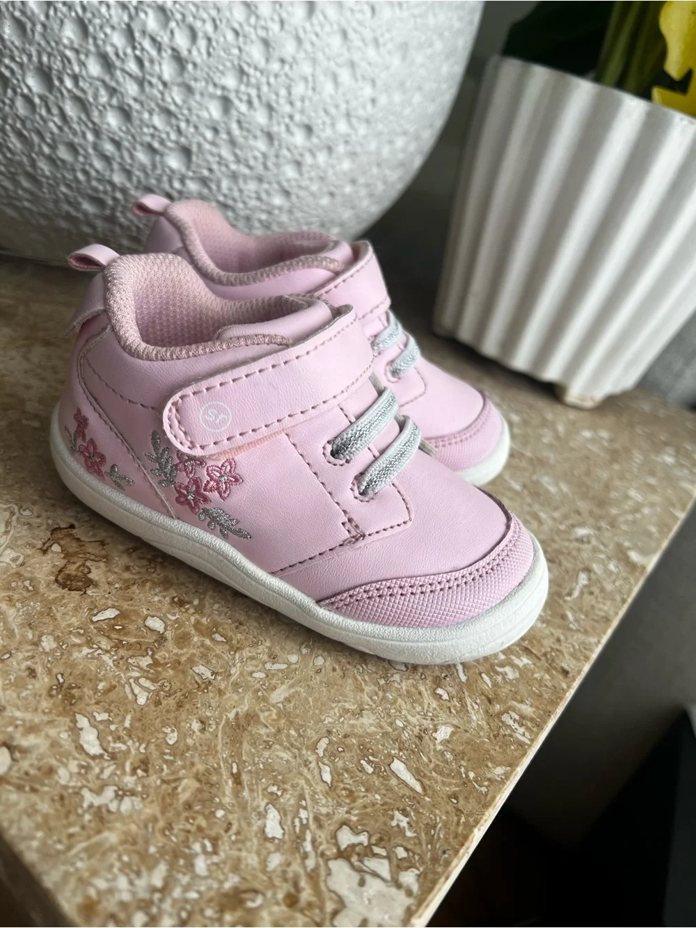 Pink Floral Velcro Sneakers